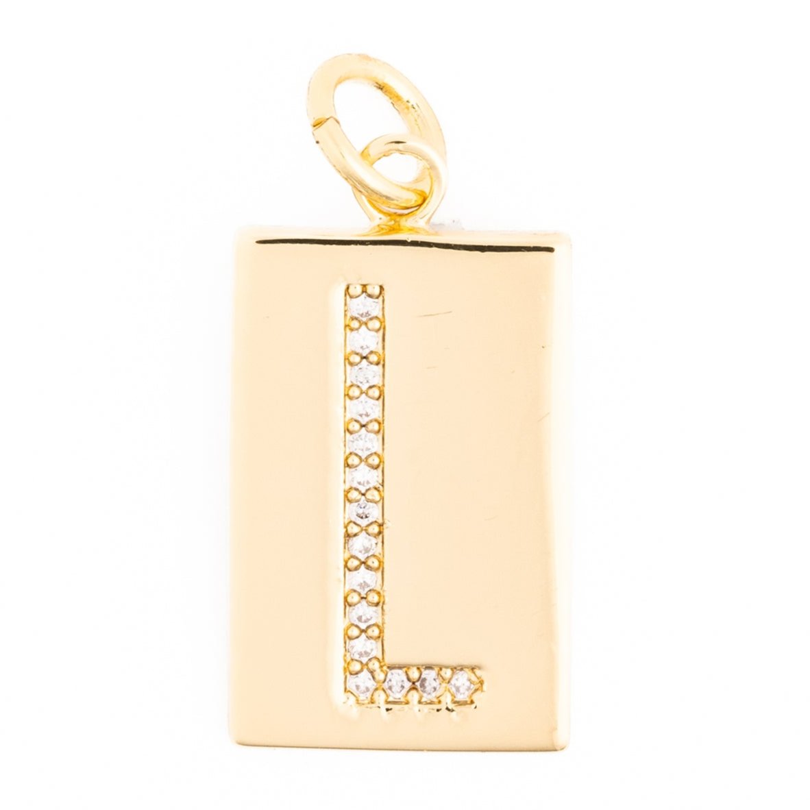 Rhinestone Plaque Initial Charm