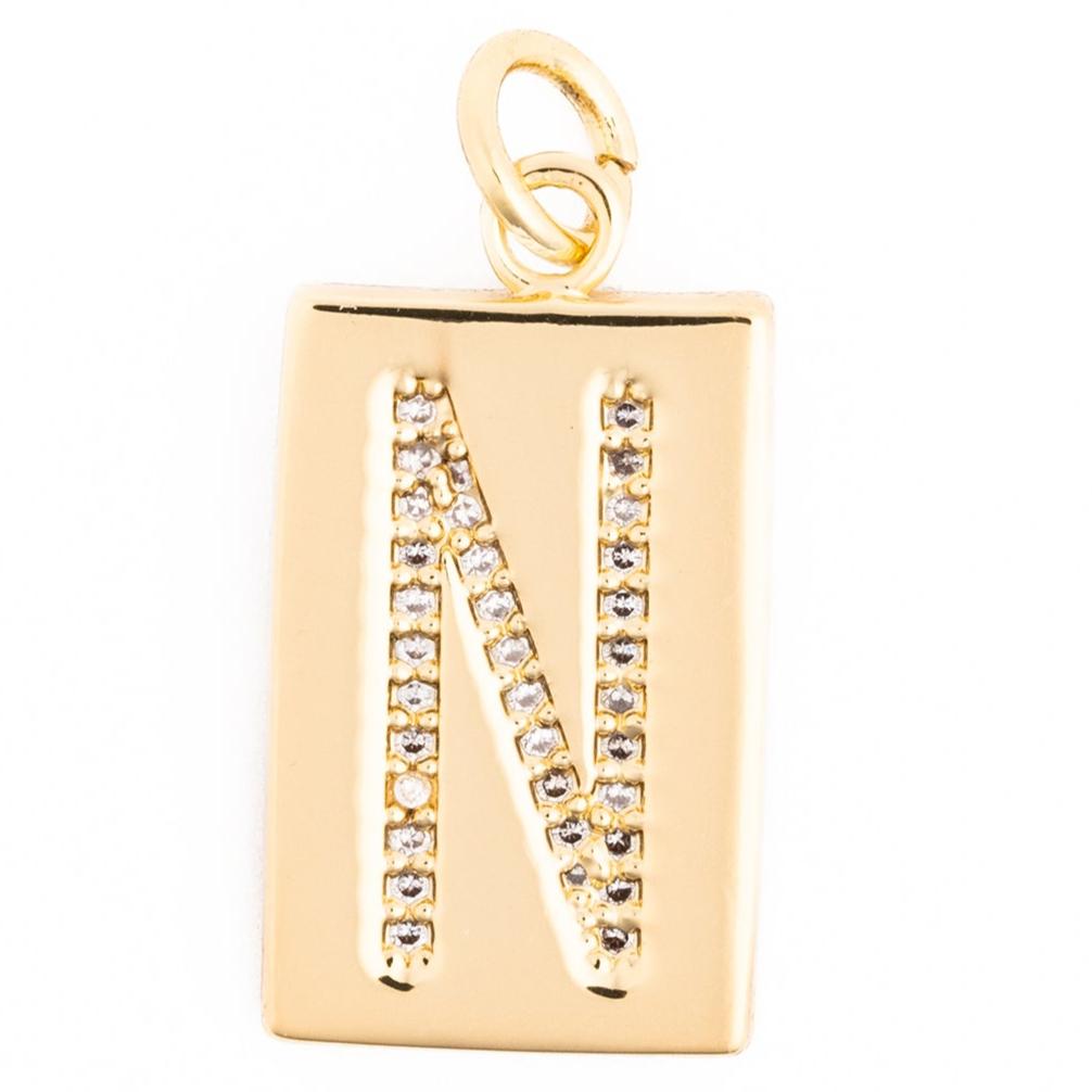 Rhinestone Plaque Initial Charm