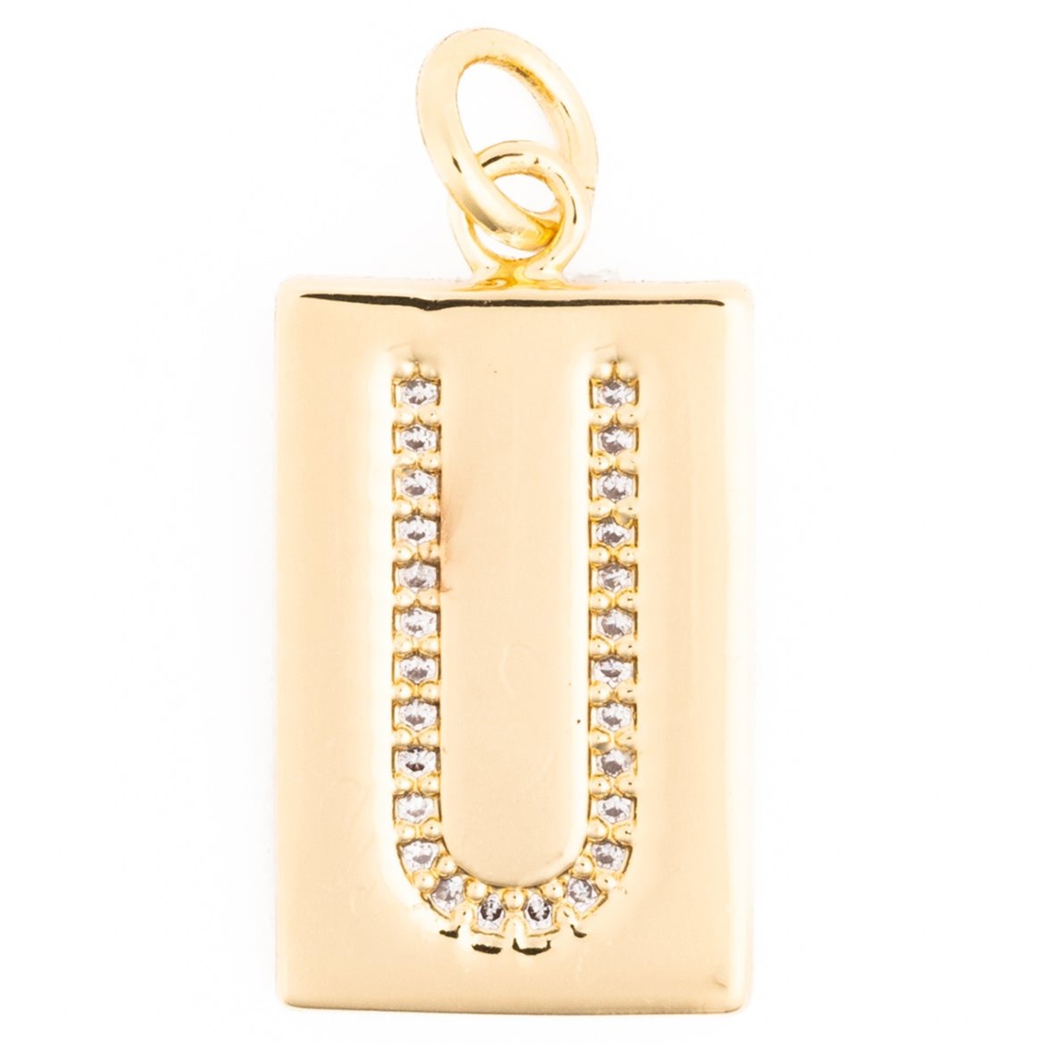 Rhinestone Plaque Initial Charm