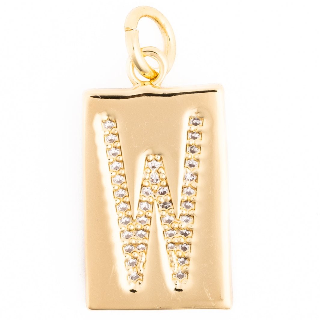 Rhinestone Plaque Initial Charm