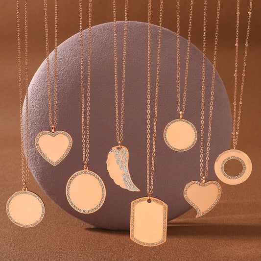 Lettering Private Exclusive Stainless Steel Necklace Vacuum Electroplated Rose Gold High Grade Titanium Steel Embellished