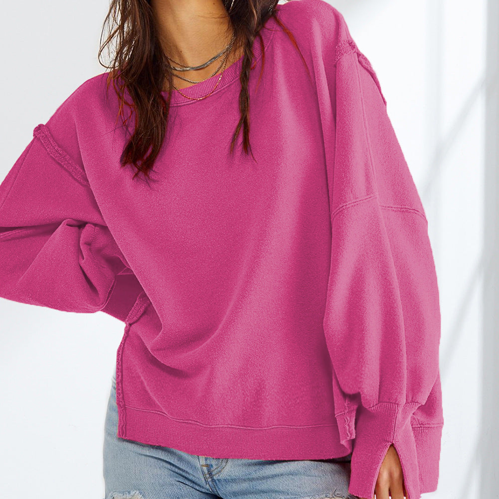 Round Neck Sweatshirt Women Clothing Brand Sports Bottoming Shirt T shirt Knitwear Long Sleeve Tops Outerwear