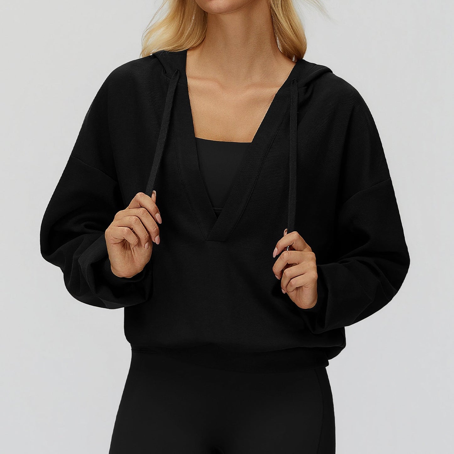 Big Pocket Cap Coat Large V neck Loose Comfortable Outdoor Top Outdoor Running Exercise Coat