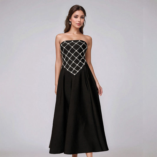 Elegant Women Bandage One Piece Dress Rhinestone Maxi Dress High End Evening Dress Bandage Dress