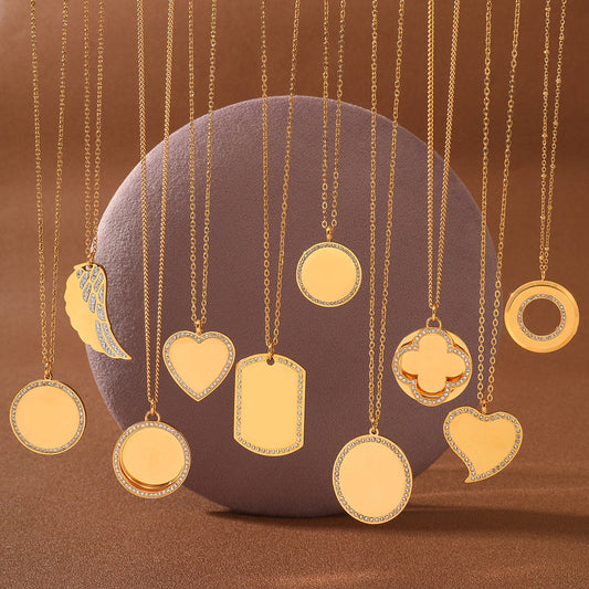 Private Exclusive Stainless Steel Necklace Unisex Vacuum Plating 18K Gold Titanium Steel Embellished