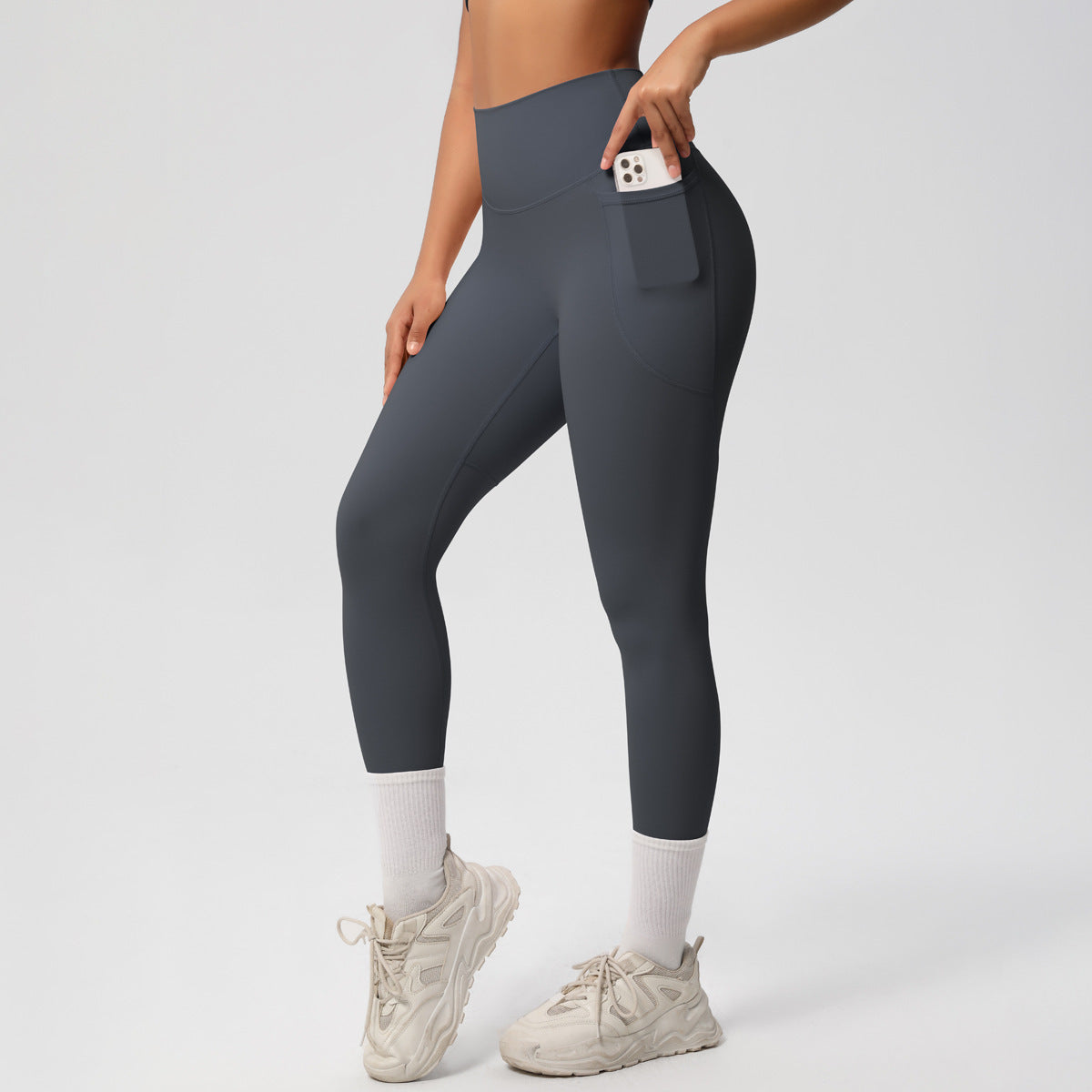Solid Color Double Sided Sanding Tight High Waist High Elastic Breathability Yoga Pants Sports Running Fitness Yoga Wear