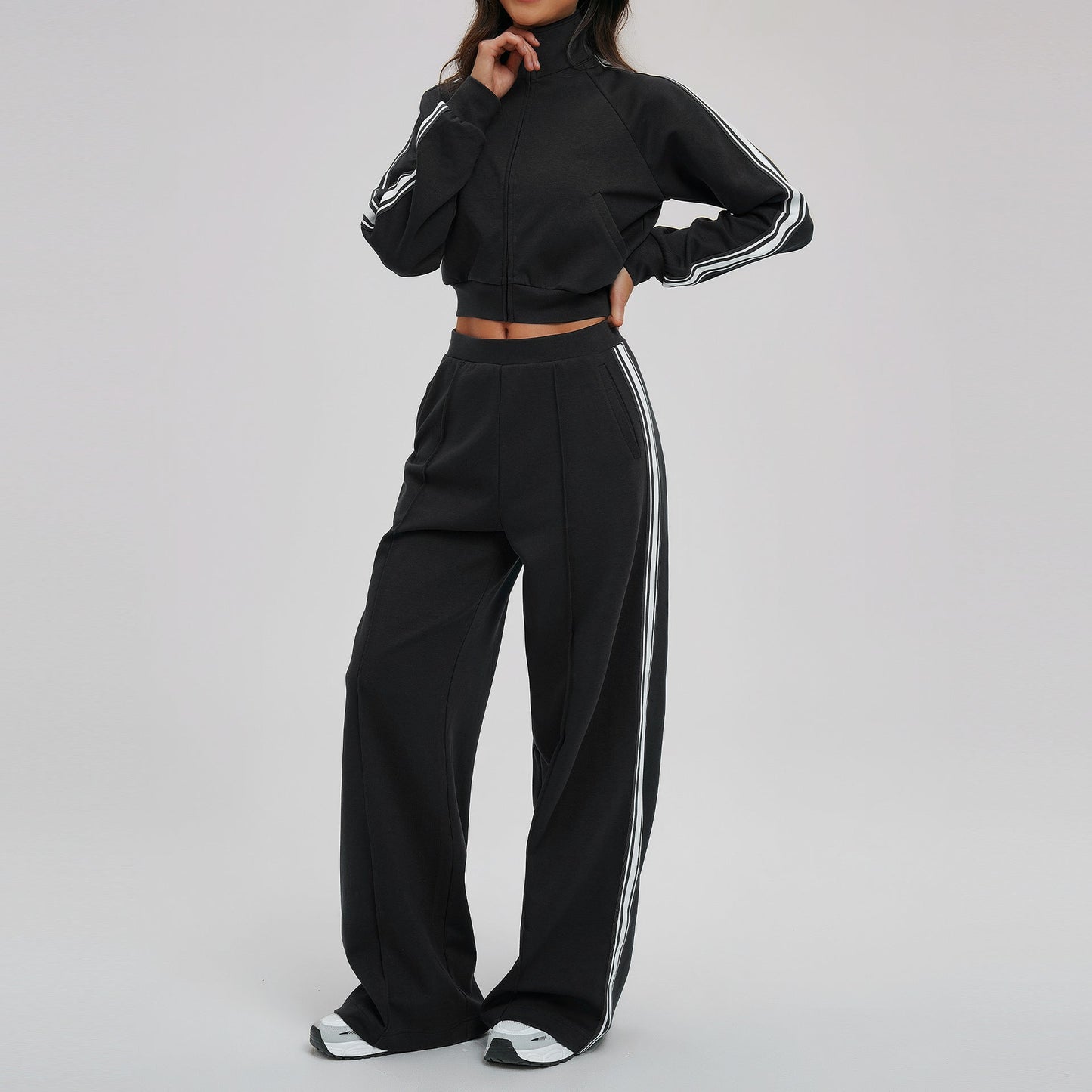 Contrast Color Sweatshirt Suit Loose Casual Comfortable All Match Outdoor Biking Mountain Climbing Sports Two Piece Sets