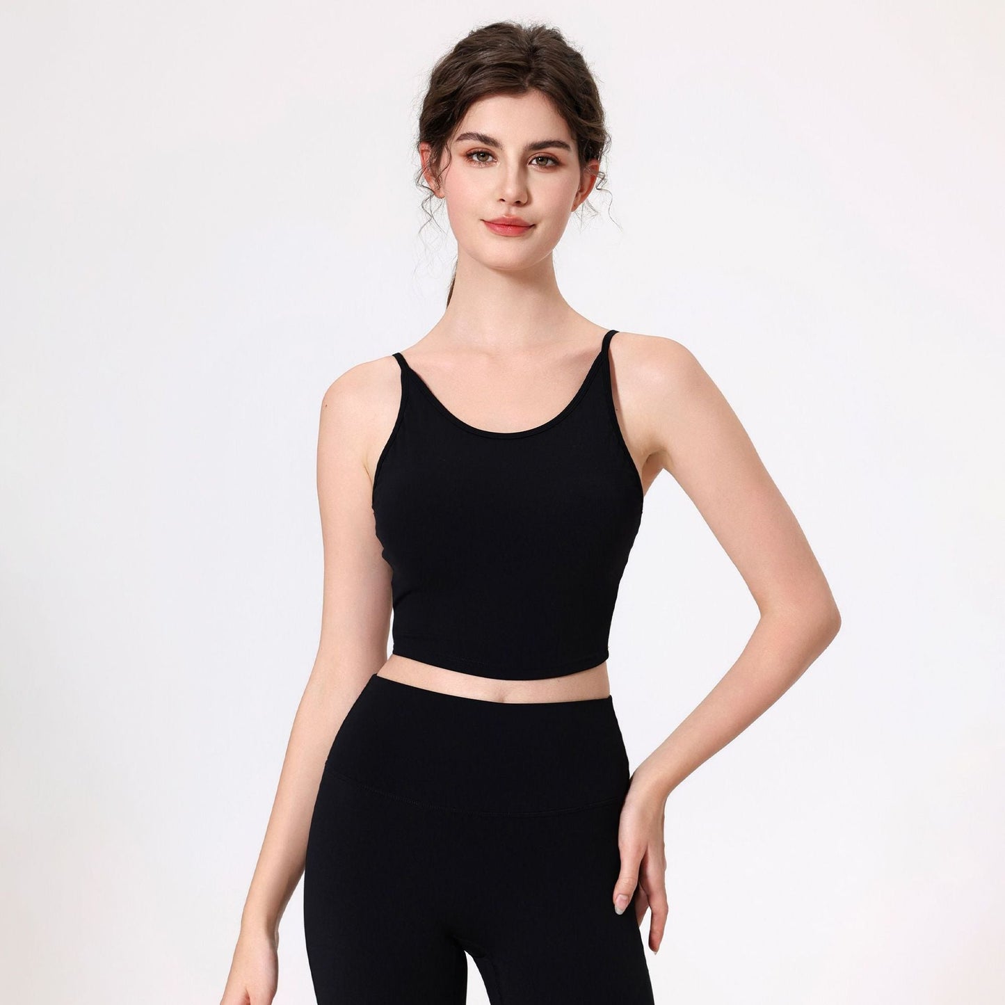 Nude Feel Spaghetti Strap Hollow Out Cutout out Beauty Back Yoga Clothes Bra Belly Contracting Fitness Quick Drying Breathable Exercise Vest