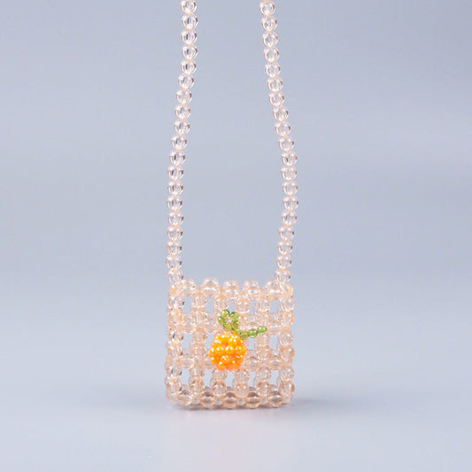 Mini Headset Shoulder Crossbody Small Square Bag Beaded Acrylic Special Interest All Match Bag