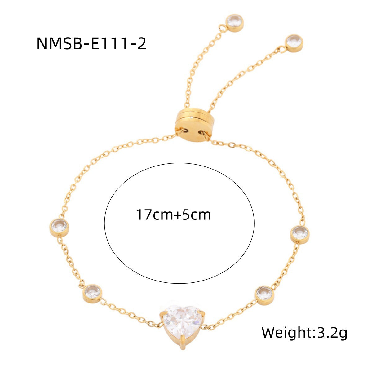 Heart Shape Diamond Titanium Steel Bracelets Women Non Fading Wild Stainless Steel Ornament