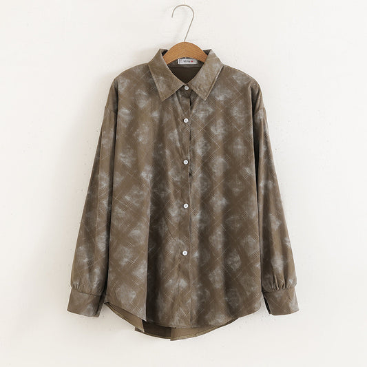 Women Casual Floral Print Loose Collared Long Sleeves Shirt