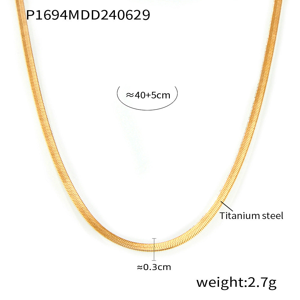 Maillard Simple Grace Personality M Bead Chain Ornament Irregular Asymmetric round Brand Tigereye Embellished Titanium Steel Necklace