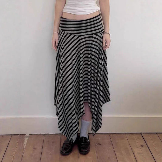 Casual Vacation Striped Short Skirt Women Clothing Autumn Winter