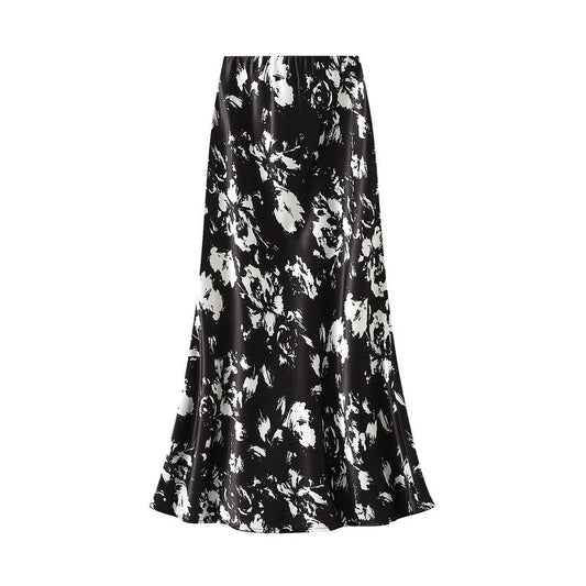 Printed Fishtail Skirt Women Summer Thin Elegant Slim Fit Slimming Hip Wrapped Dress