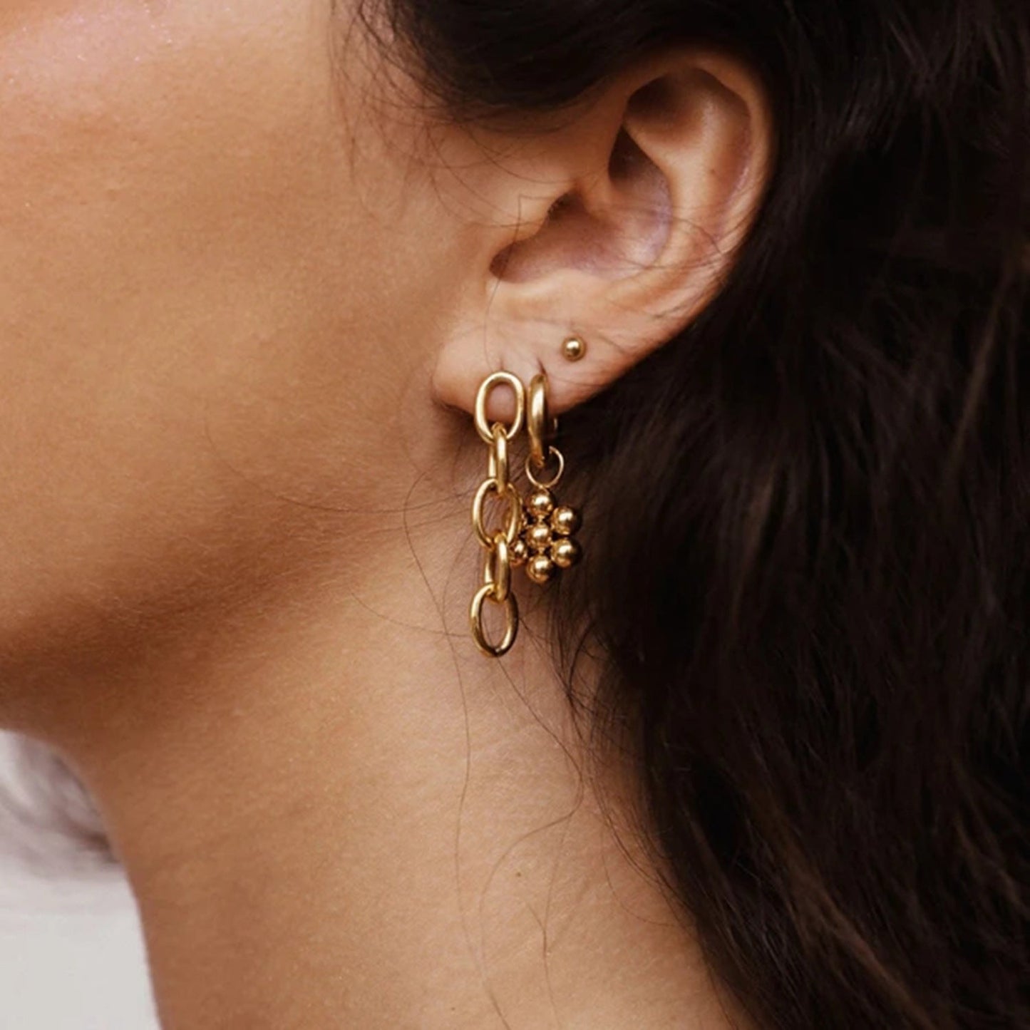 Celebrities Titanium Steel Earrings Long Cuban Chain Earrings Jewelry 18K Gold Stainless Steel Women Earrings Accessories