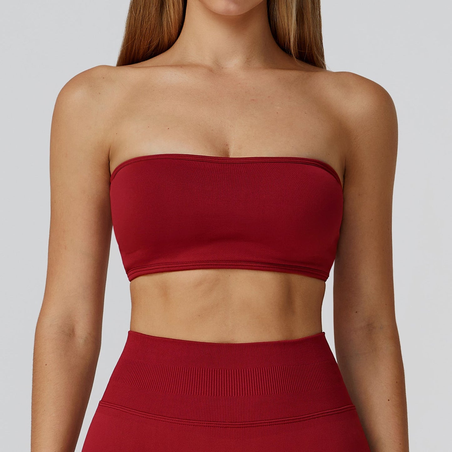 Sollinarry Seamless Sports Underwear Tube Top Yoga Bra Hollow Out Cutout out Beauty Back Running Sports Bra Women