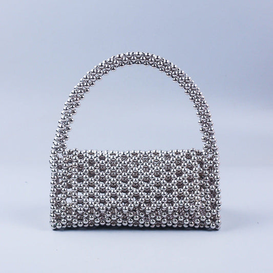Retro Underarm Bag Handmade Beaded Weave Woven Bag Bag DIY Material Bag Pearl Homemade Woven Bag Handbag