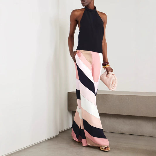 Summer Sexy Slim Fit Backless Printed One Piece Trousers