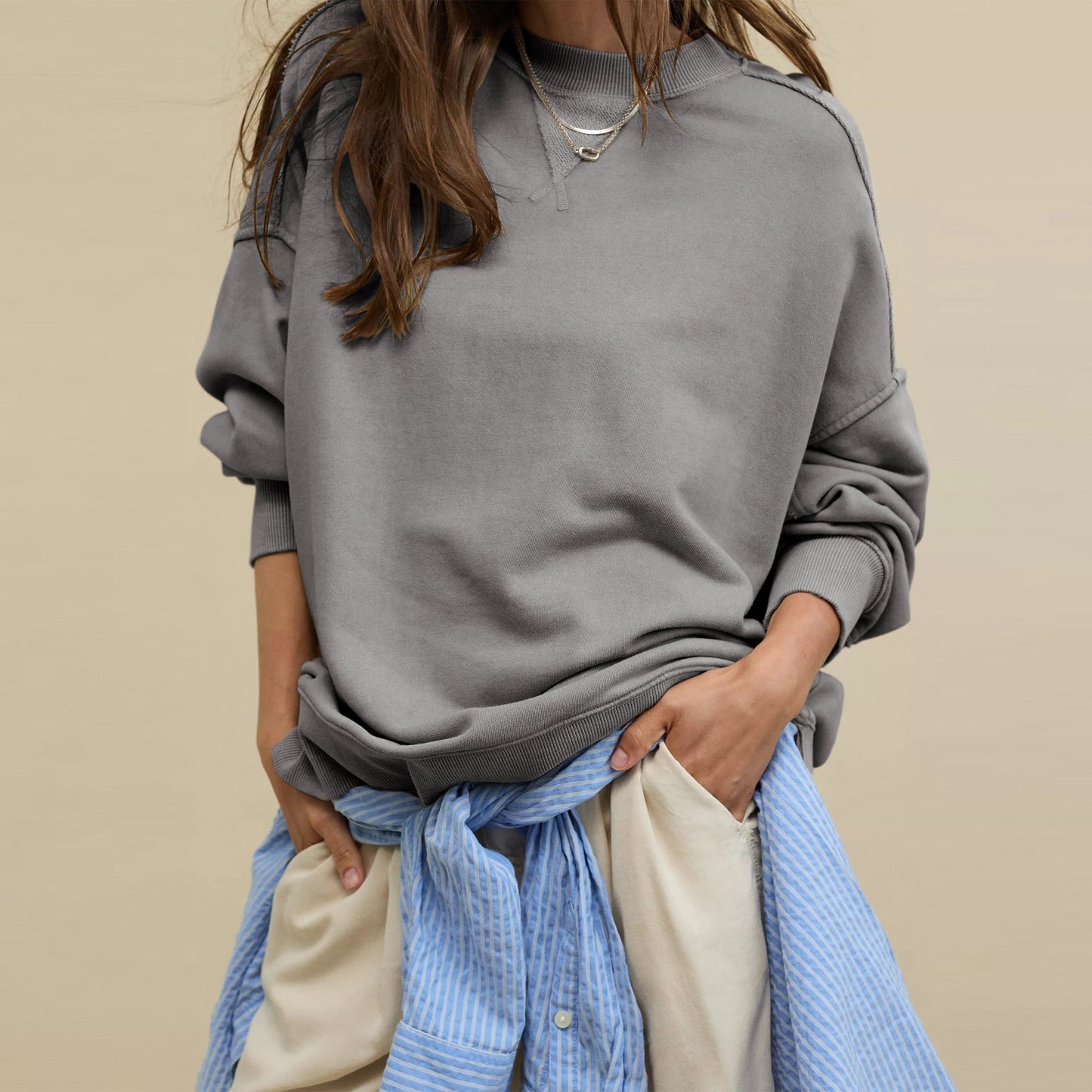 Sweatshirt Coat Women Loose Casual Brand Round Neck Top Women Commuting Wear High Grade