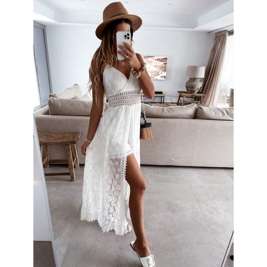 Sexy Strap Stitching Casual Jumpsuit Home Vacation Hollow Out Cutout Jumpsuit