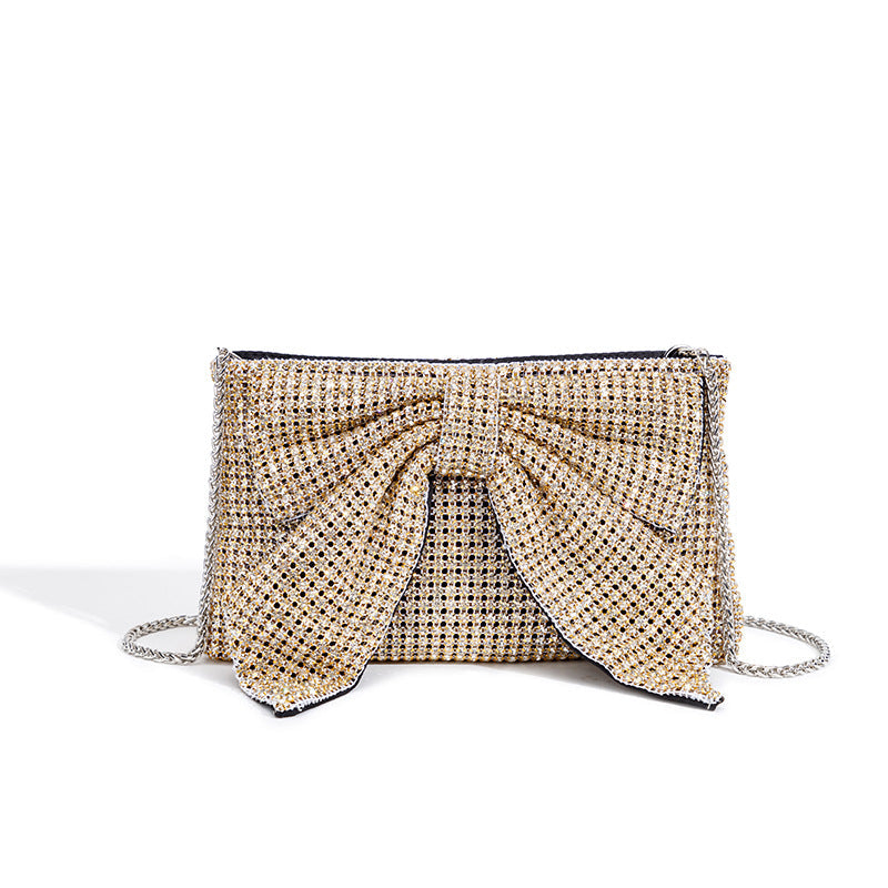 Bow Crystal Women Diamond King Diamond Evening Bag Full Diamond Dinner Cheongsam Crossbody Chain Bag