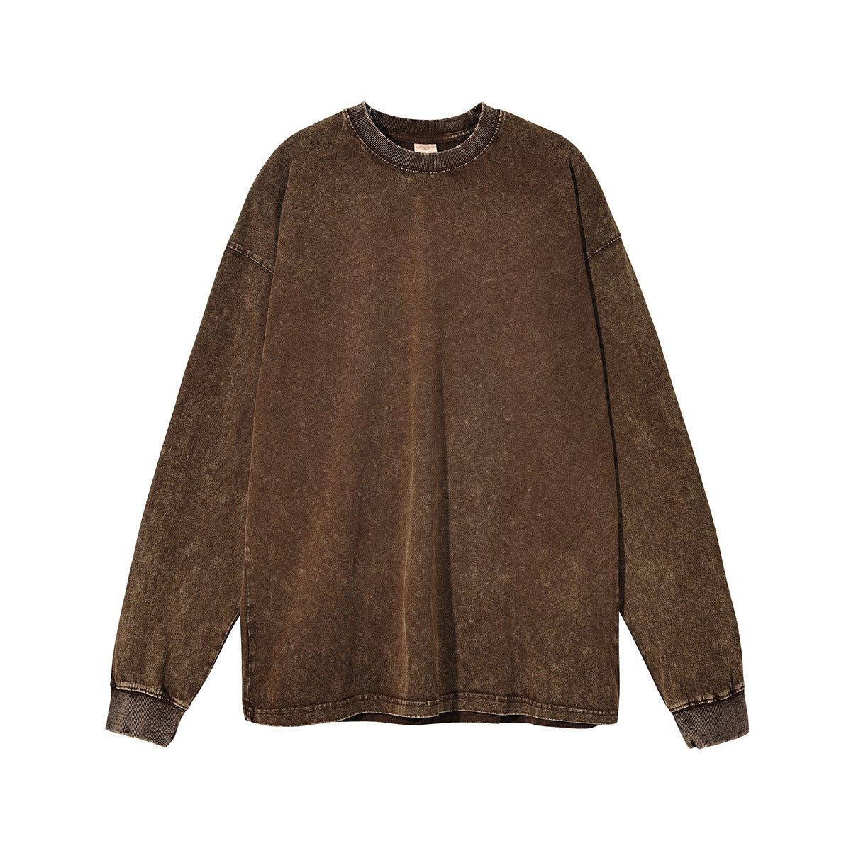 Wax Dye Long Sleeved T Autumn Winter Solid Color Washed Sweatshirt