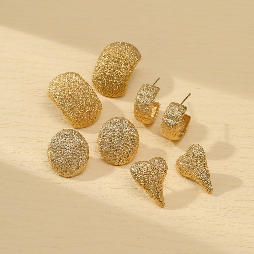 Arrival Frosted Exaggerated Arc Titanium Steel Ear Studs Women Affordable Luxury High Grade Stainless Steel Earrings Women