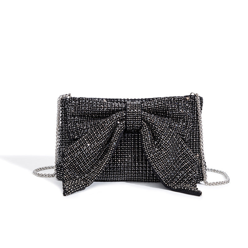 Bow Crystal Women Diamond King Diamond Evening Bag Full Diamond Dinner Cheongsam Crossbody Chain Bag