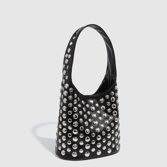 Rivet Large Bag Large Capacity Office Bag Portable Shoulder Bag Steampunk Women Bucket Bag