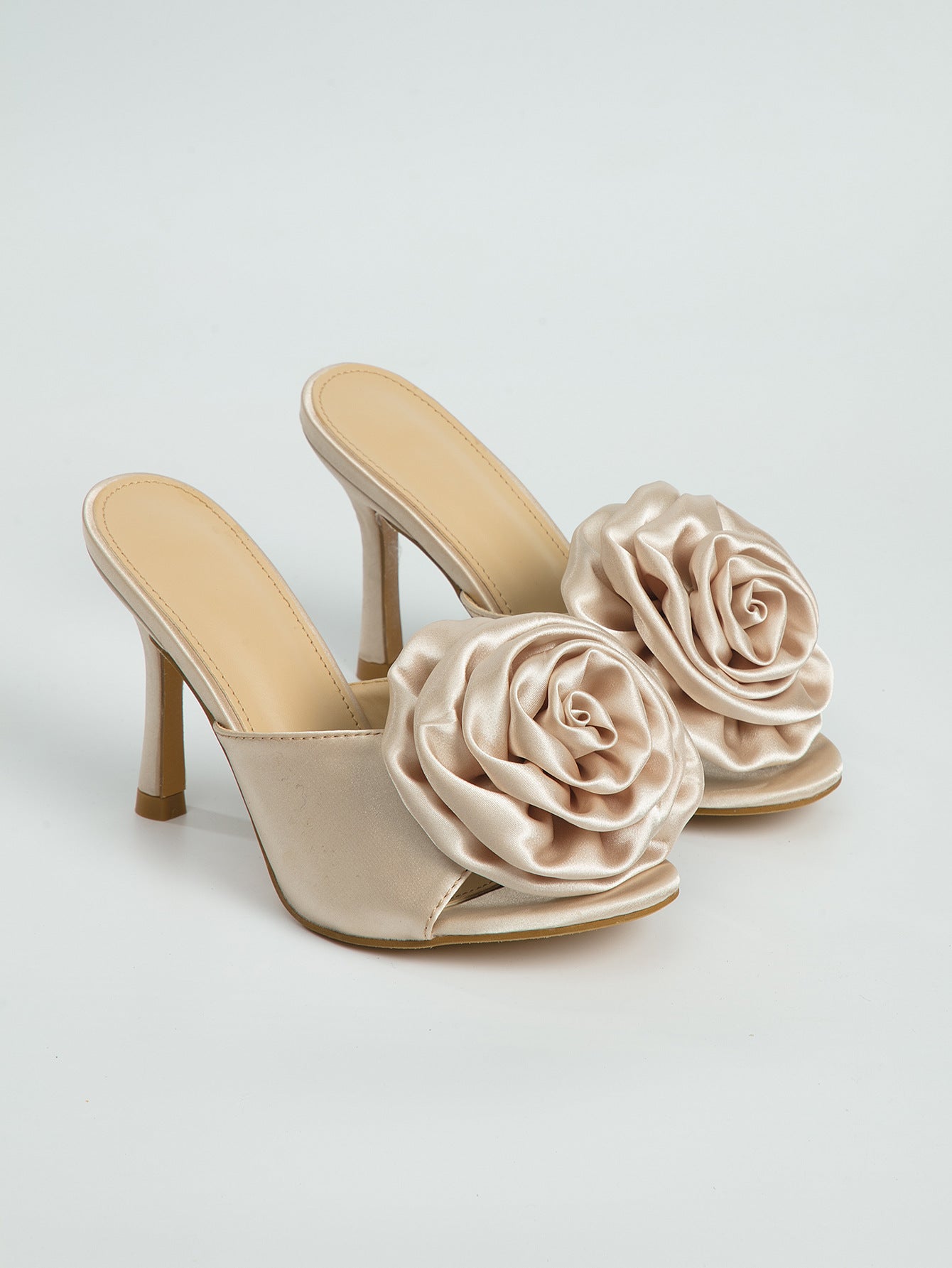 Low Cut Shoes Open Toe Large Floral Stiletto Heel Women Sandals