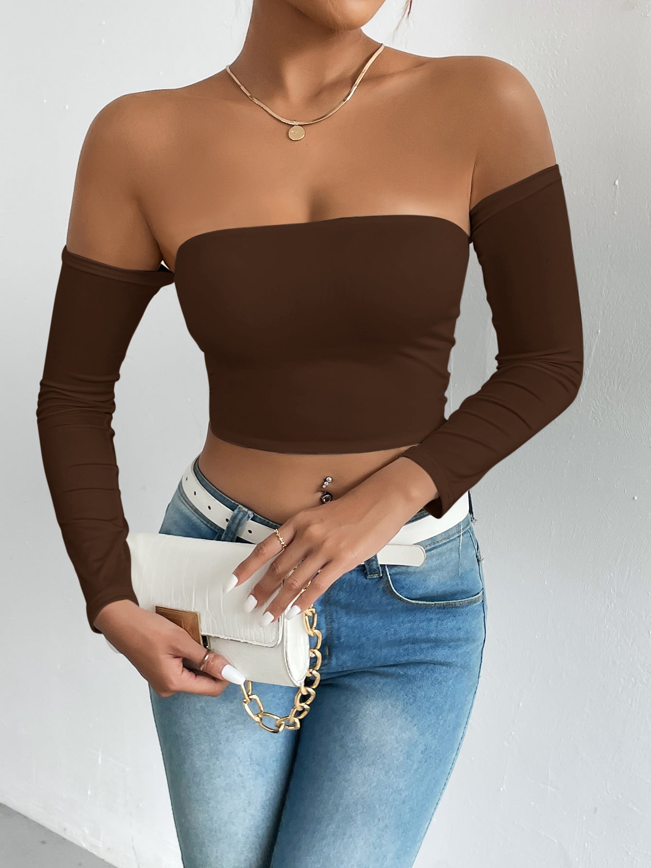 Camisole Waist Trimming Short Sleeve Vest Sexy Cropped Tube Top Bottoming Vest