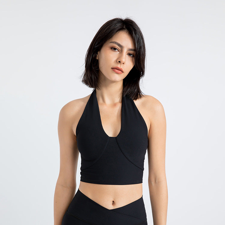 Sports Underwear Women Shockproof Running Sports Fitness Halter Backless Bra Skinny Yoga Clothes Vest Top