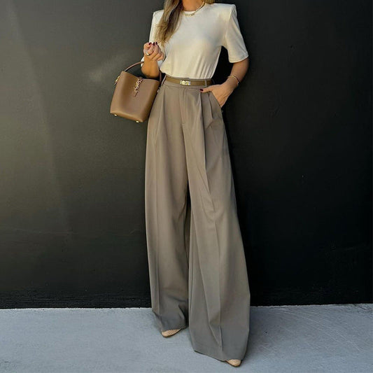 Straight High Waist Work Pant Women Loose Wide Leg Pants Work Pant
