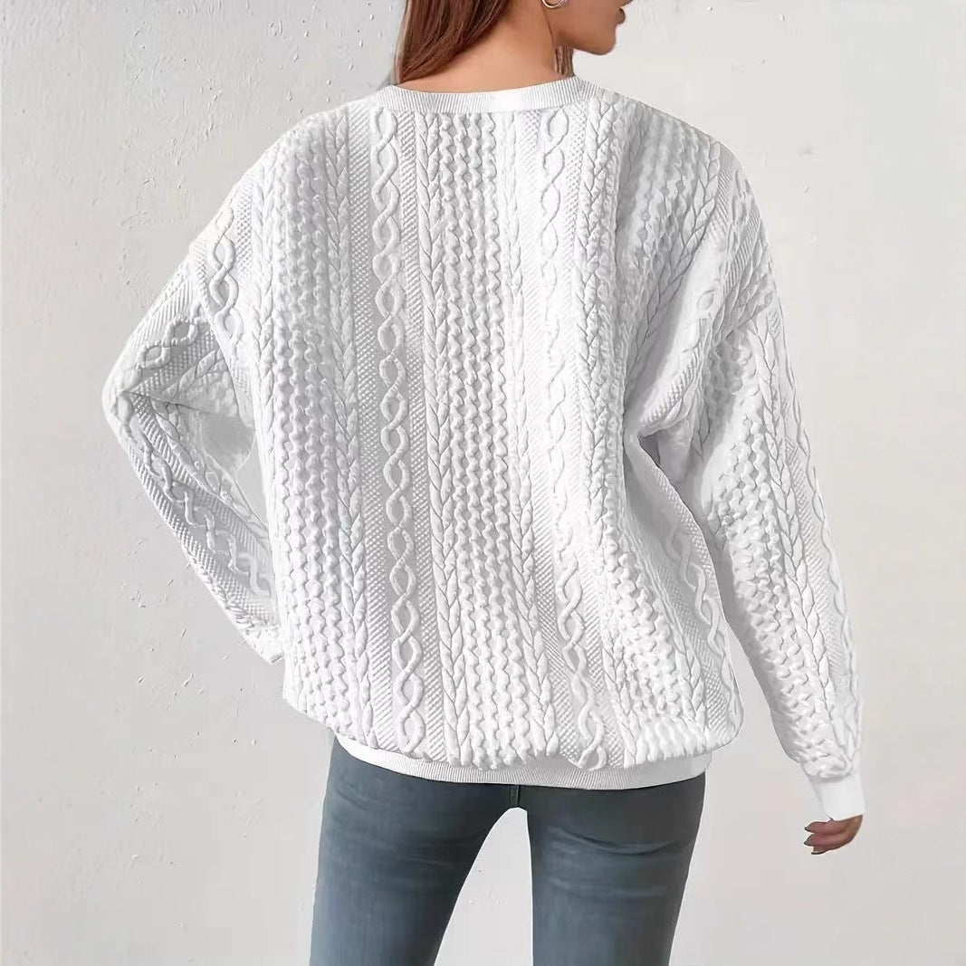 Spring Autumn Trends Loose round Neck Long Sleeve Women Idle Oversize Top Women