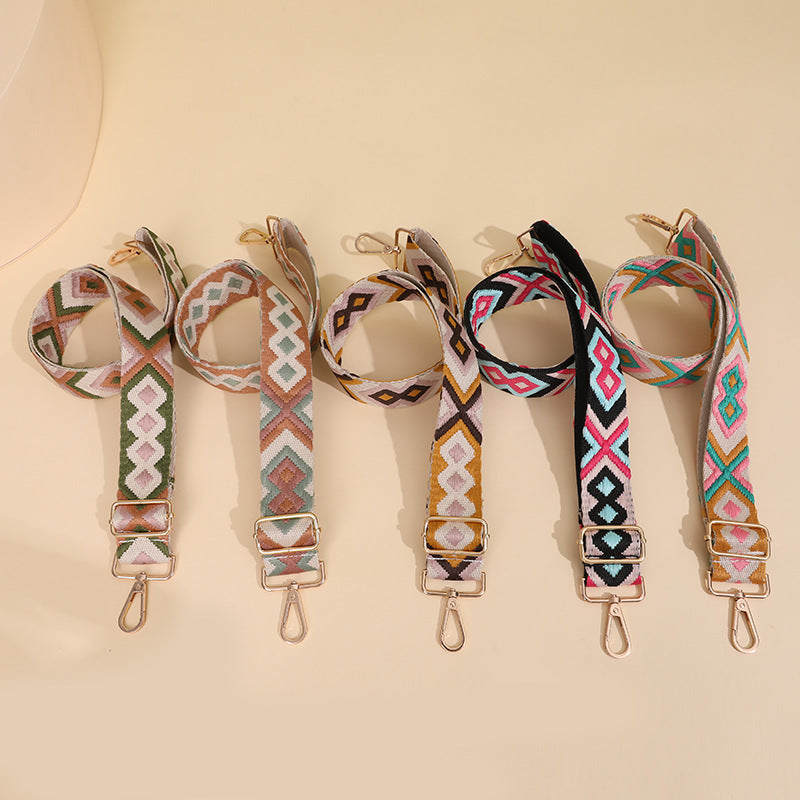 Purse Chain Wide Shoulder Strap Crossbody Bag with Ethnic Contrast Color Backpack Accessories All Match Single Shoulder Crossbody Bag Strap