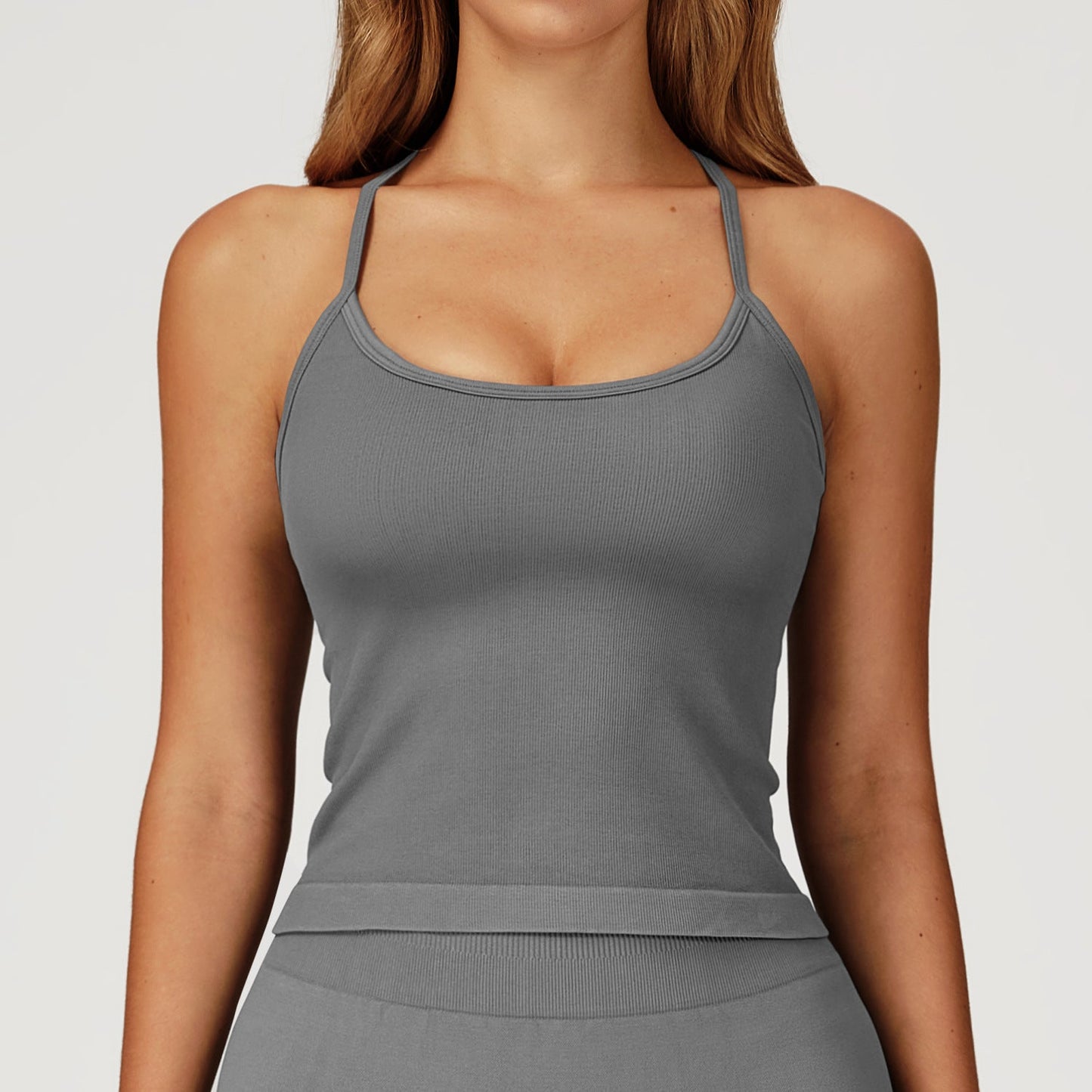 Seamless Yoga Vest Thin Strap Crossing Beauty Back Exercise Underwear Outdoor Running Fitness Top