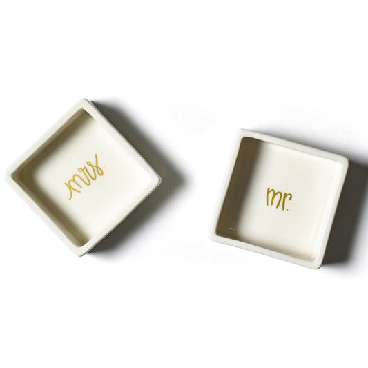 Mr. and Mrs. Square Trinket Bowl Set of 2