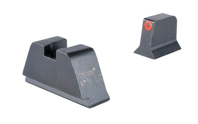 Trijicon Suppressor/Optic Height |  Night Sights |  Orange Front with Metal Rear & Green Lamps |  Fits GLOCK 17/19/22/23/24/26/27/31/32/33/34/35/39