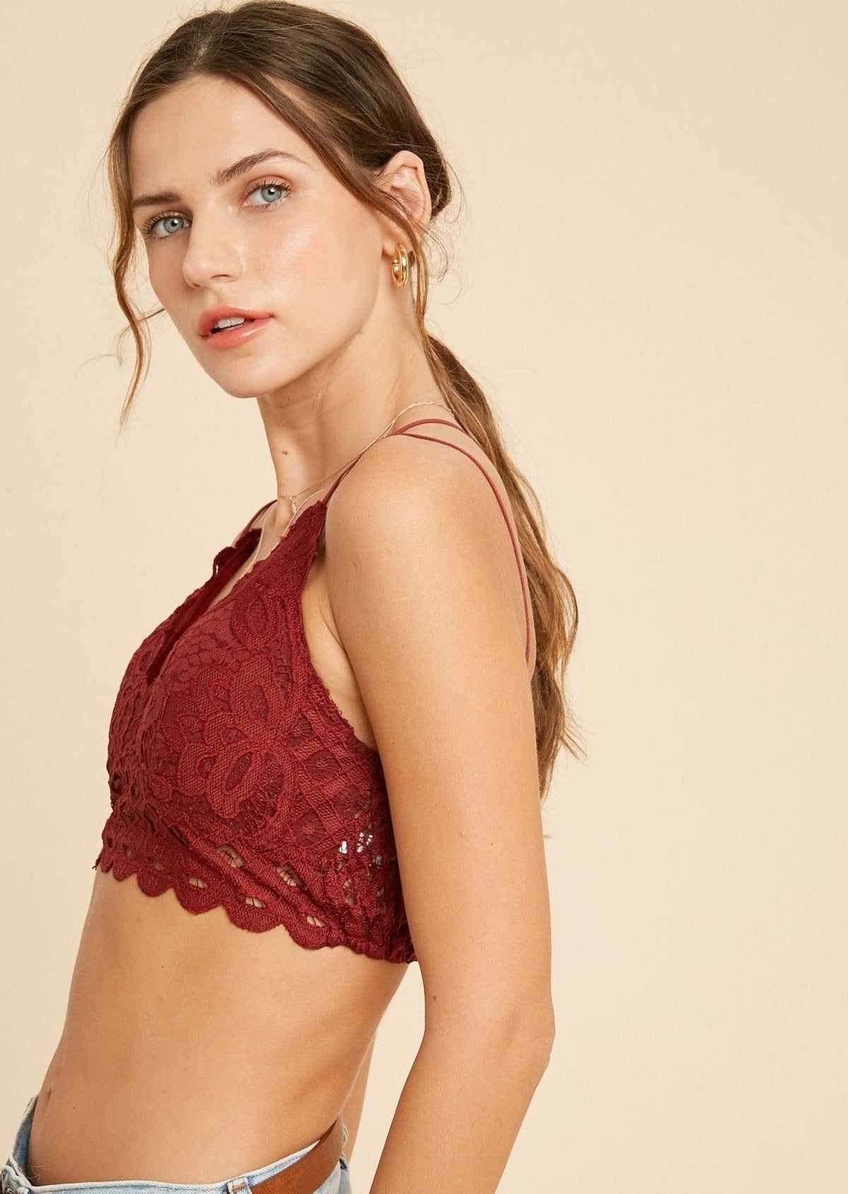Double Strap Scalloped Lace Bralette