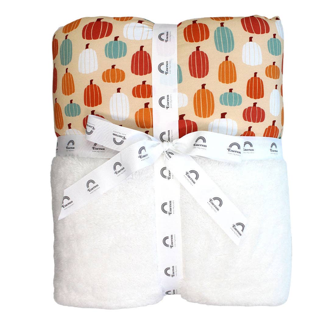 Pumpkin Patch Fall Bamboo and Fleece Throw Blanket Gift