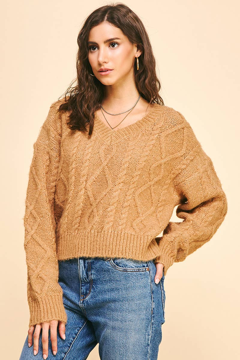 Elizabeth-Textured Cable Knit Sweater