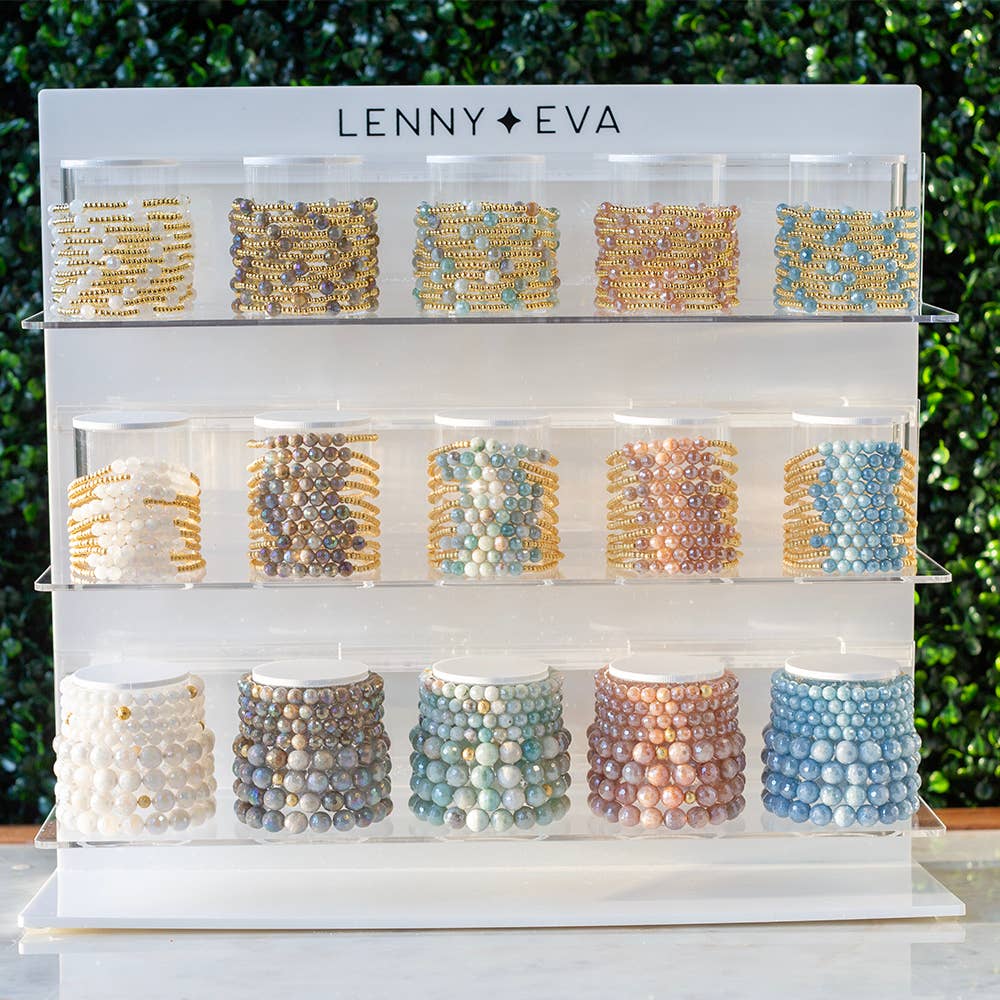 Gold Beaded Bracelets-Dot, White Jade