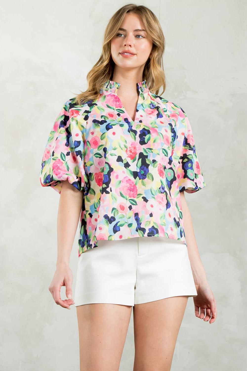 AVERY - Puff Sleeve Floral Top