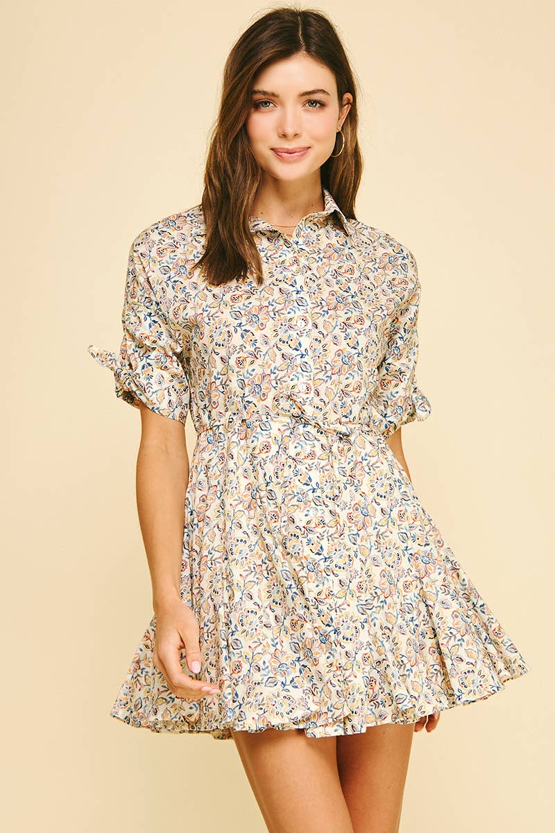 Karen - Floral Button Down Mini Dress