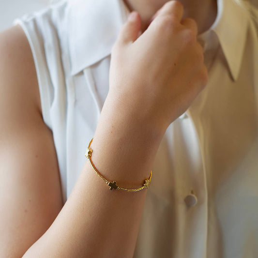 Faithful Cross Bangle-Gold, Cross Bracelet | Christian
