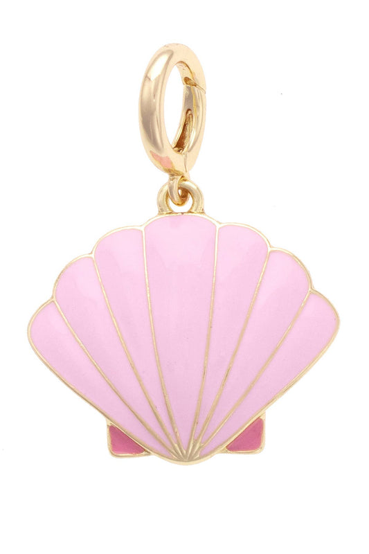 XL Clamshell Enamel Pendant Charm in Light Pink
