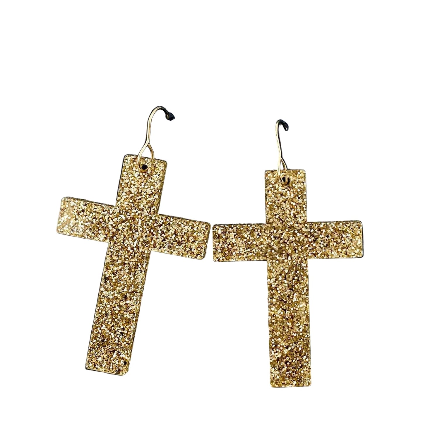 Glitter Cross Dangles- Acrylic Earrings