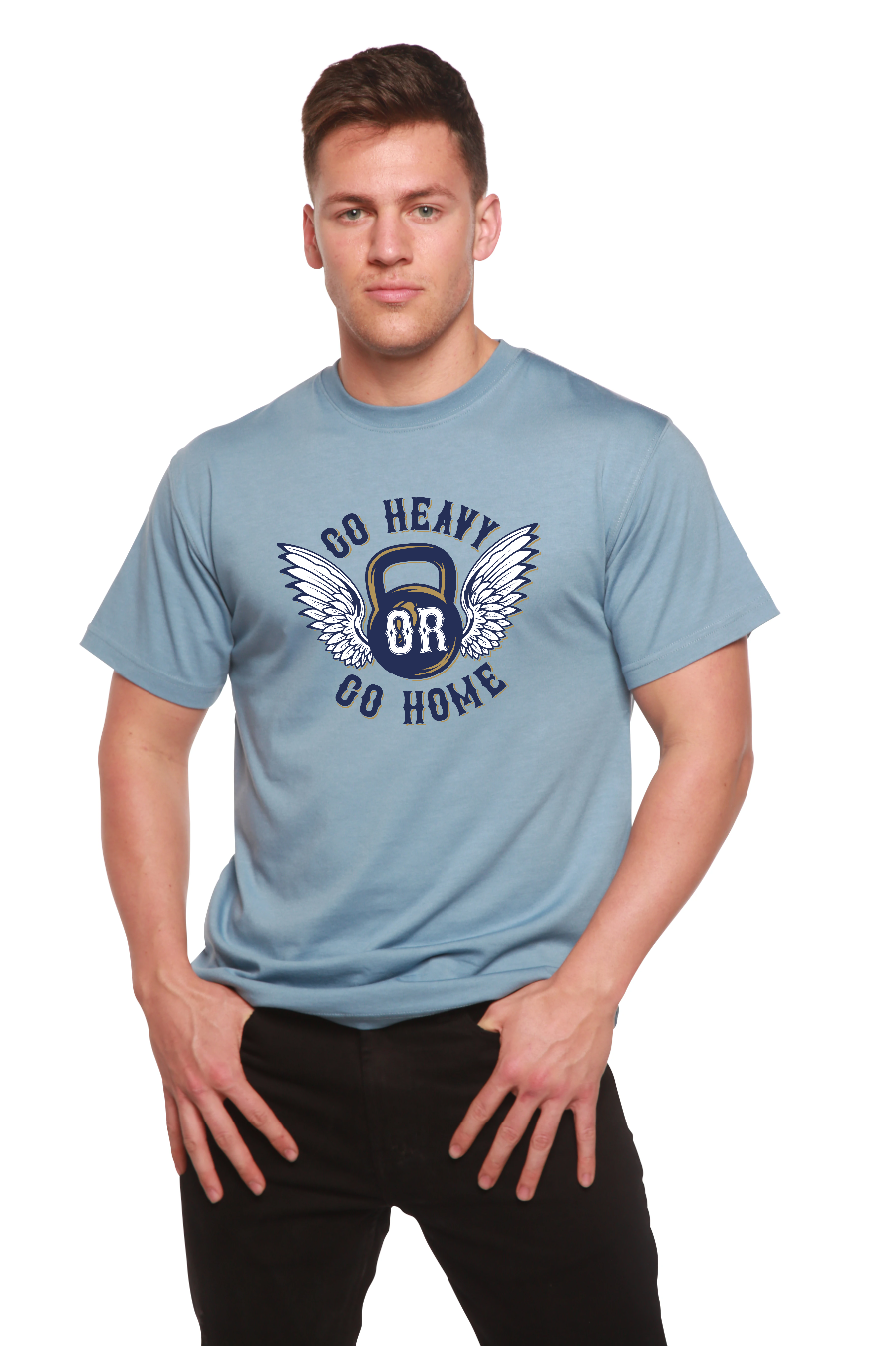 GO HEAVY Men's Bamboo Viscose/Organic Cotton Short Sleeve Graphic T-Shirt