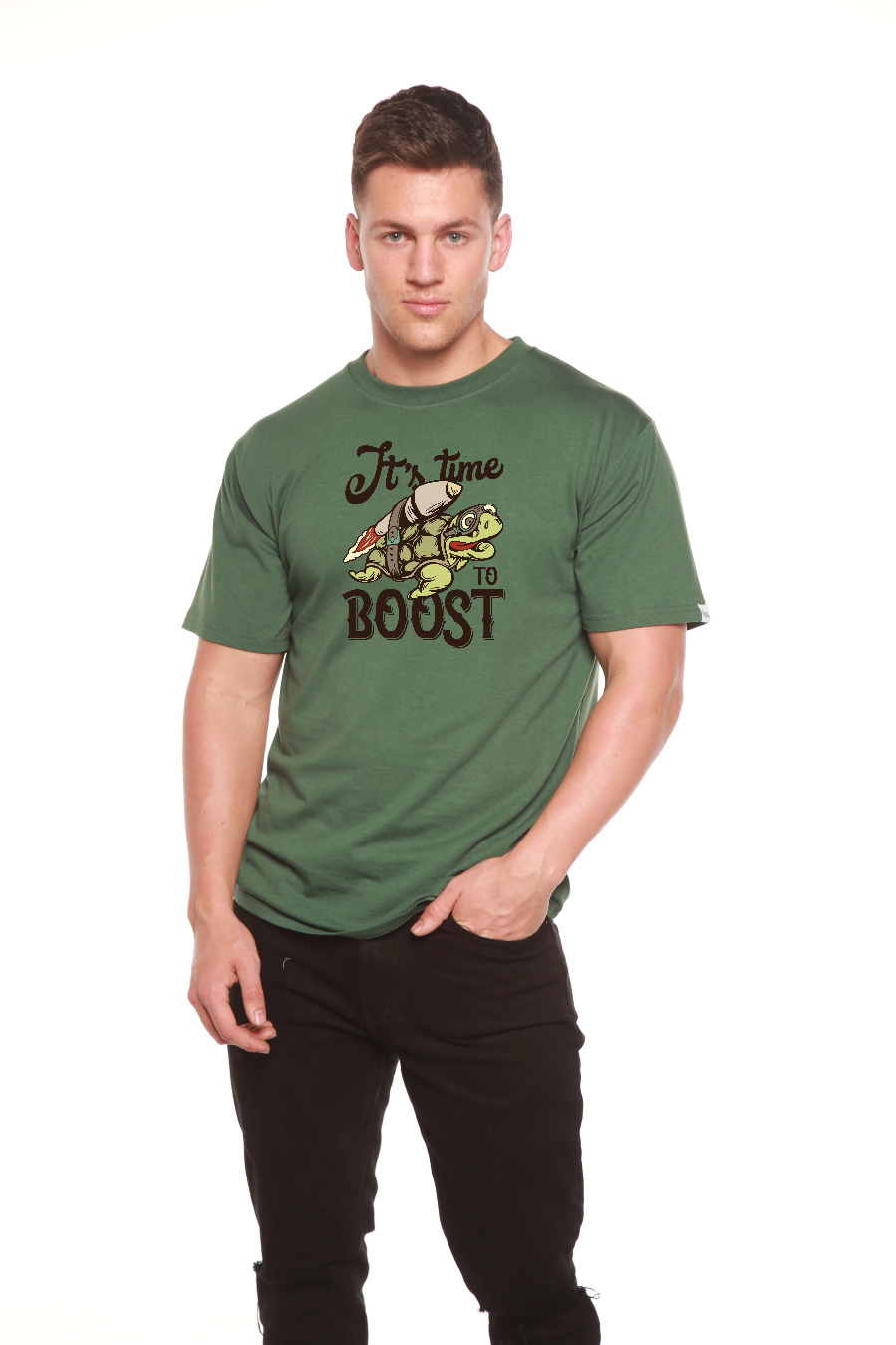 It`s time to BOOST Men's Bamboo Viscose/Organic Cotton Short Sleeve Graphic T-Shirt