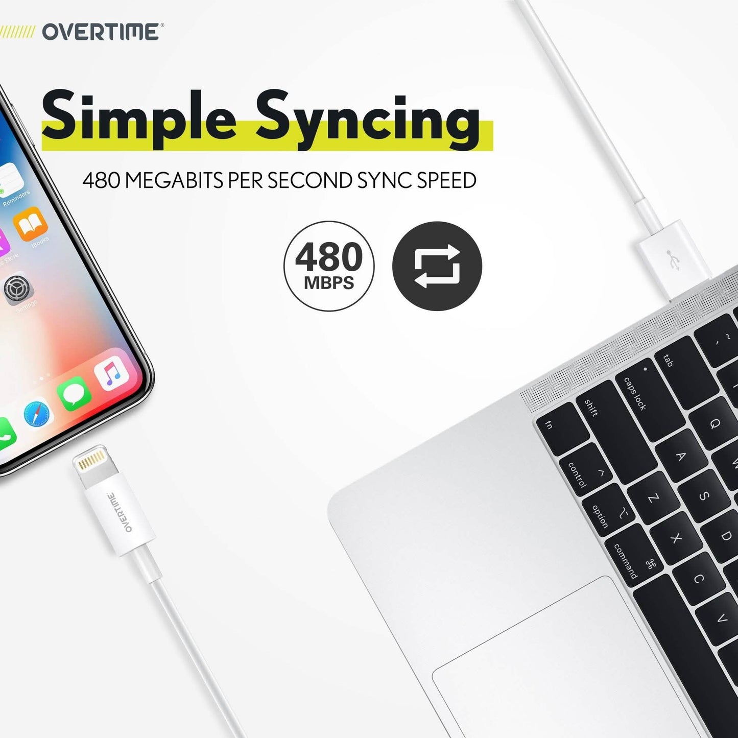 Overtime Apple MFI Certified Lightning to USB Cable, iPhone Charger and Sync Cable 4Ft White